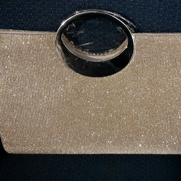 New!! Elegant Gold Glitter, Pleated Evening Bag with or without Chain. Glamorous - Picture 6 of 6
